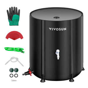 53-Gallon Collapsible Rain Barrel | Portable Water Storage Tank with Spigots, Overflow Kit & Accessories