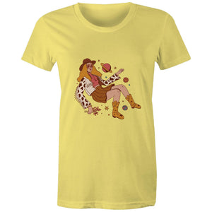 Women's Cowgirl In Space Maple Tee