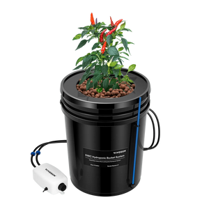 5 Gallon DWC Hydroponic System Kit | 2-in-1 Deep Water Culture + Drip Feed | Complete Grow Bucket Set with Air Pump, Clay Pebbles & Water Level Indicator