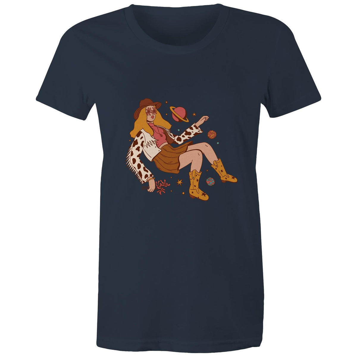 Women's Cowgirl In Space Maple Tee