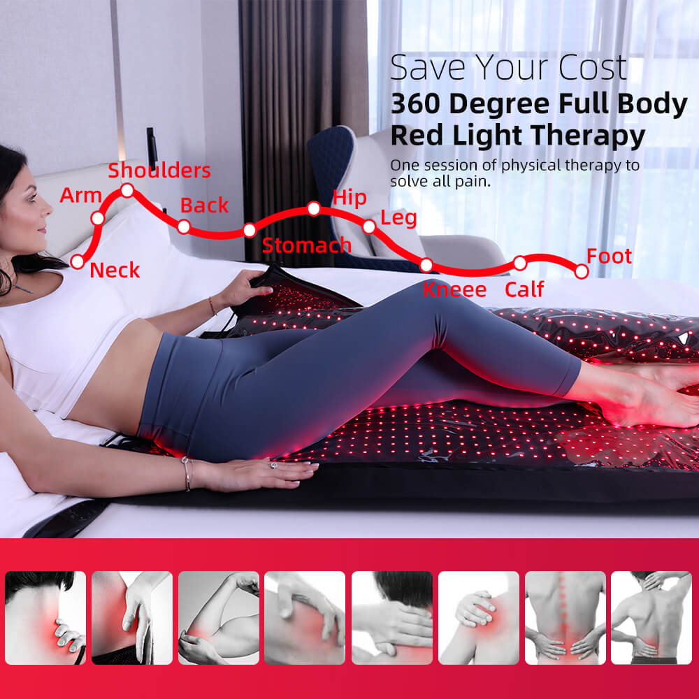 Large Full Body Red & Infrared LED Light Therapy Mat Pod | 660nm & 850nm | Foldable + Adjustable | 180×80×30cm
