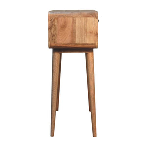 Sonata Curved Console Table | Solid Mango Wood | Oak-Ish Finish | 2 Drawers & Open Shelf
