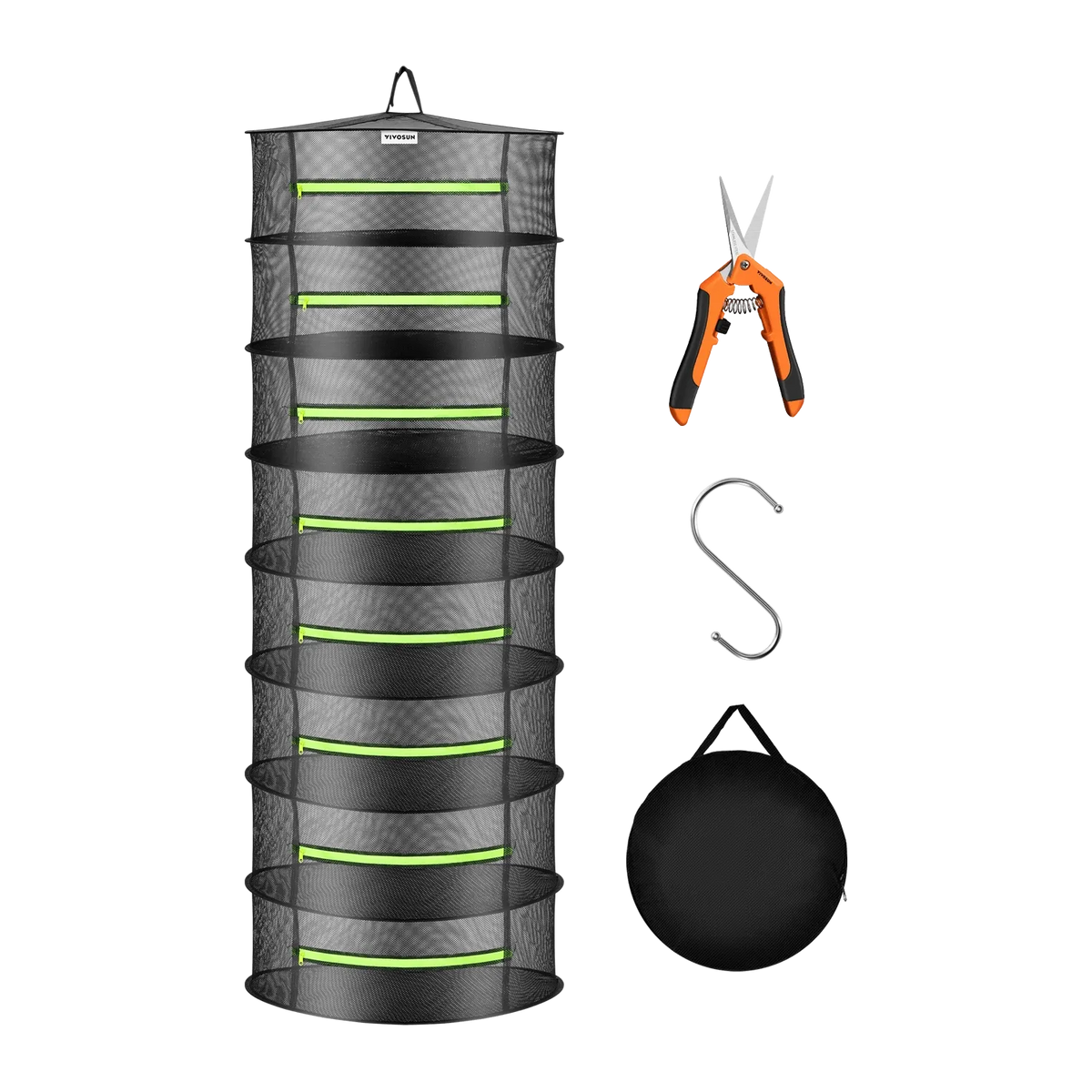 8-Layer Hanging Mesh Herb Drying Rack Kit | Enclosed Herb & Bud Dryer