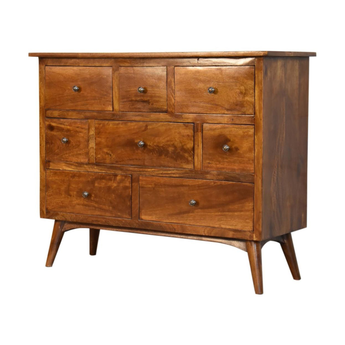 8-Drawer Chest of Drawers | Solid Wood | Chestnut Finish