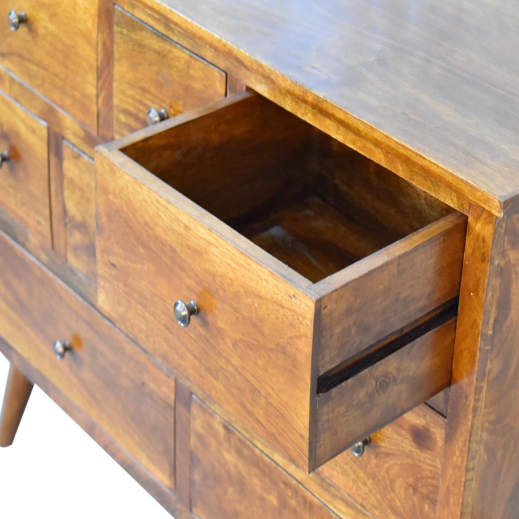 8-Drawer Chest of Drawers | Solid Wood | Chestnut Finish