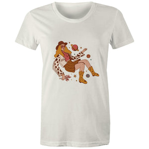 Women's Cowgirl In Space Maple Tee