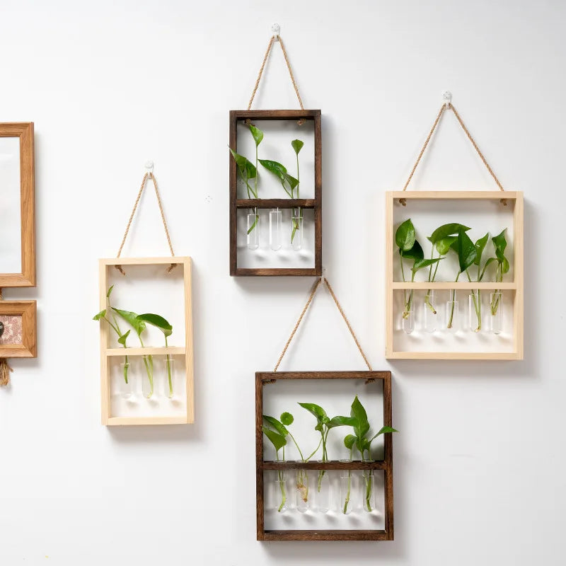 Rustic Hydroponic Plant Wall Hanging Art With Growing Tubes | Various Sizes