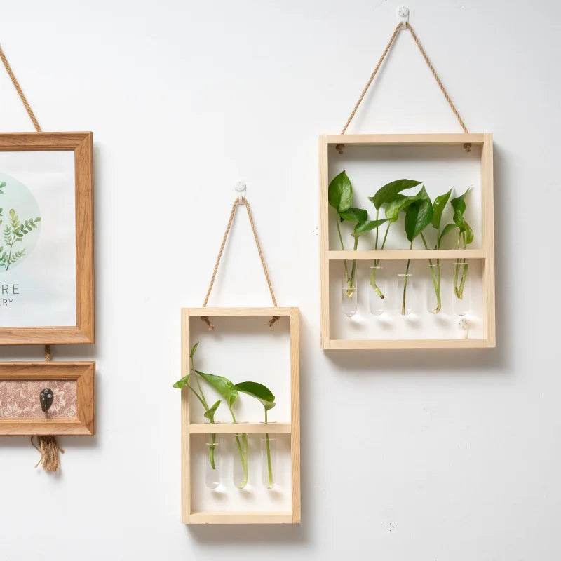 Rustic Hydroponic Plant Wall Hanging Art With Growing Tubes | Various Sizes