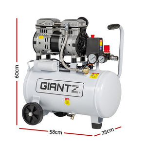 Quiet Air Compressor | 24L | 0.75HP Oil-Free | 40L/min Tyre Inflator