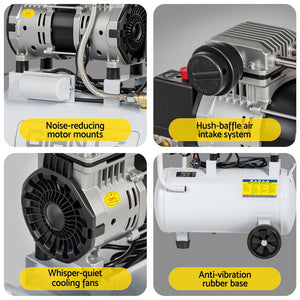 Quiet Air Compressor | 24L | 0.75HP Oil-Free | 40L/min Tyre Inflator