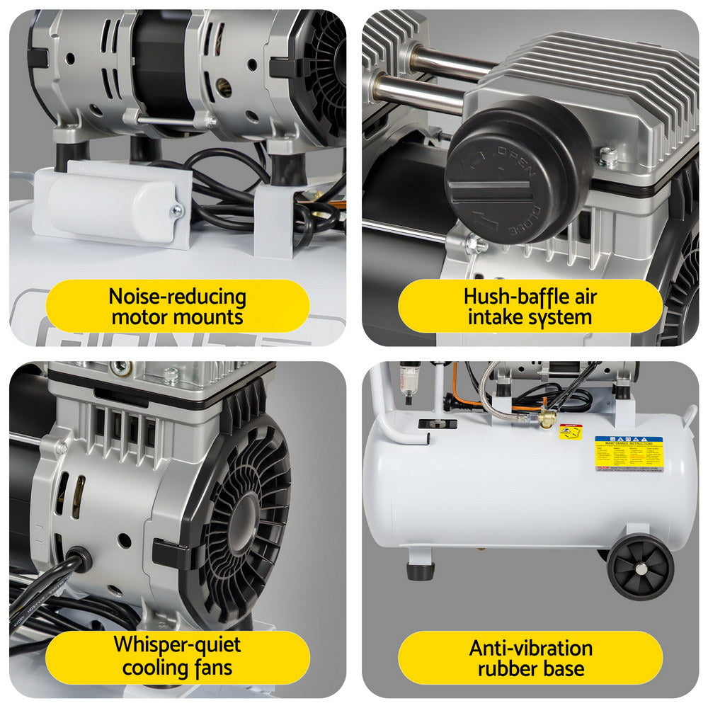 Quiet Air Compressor | 30L | 0.75HP Oil-Free | 40L/min Tyre Inflator