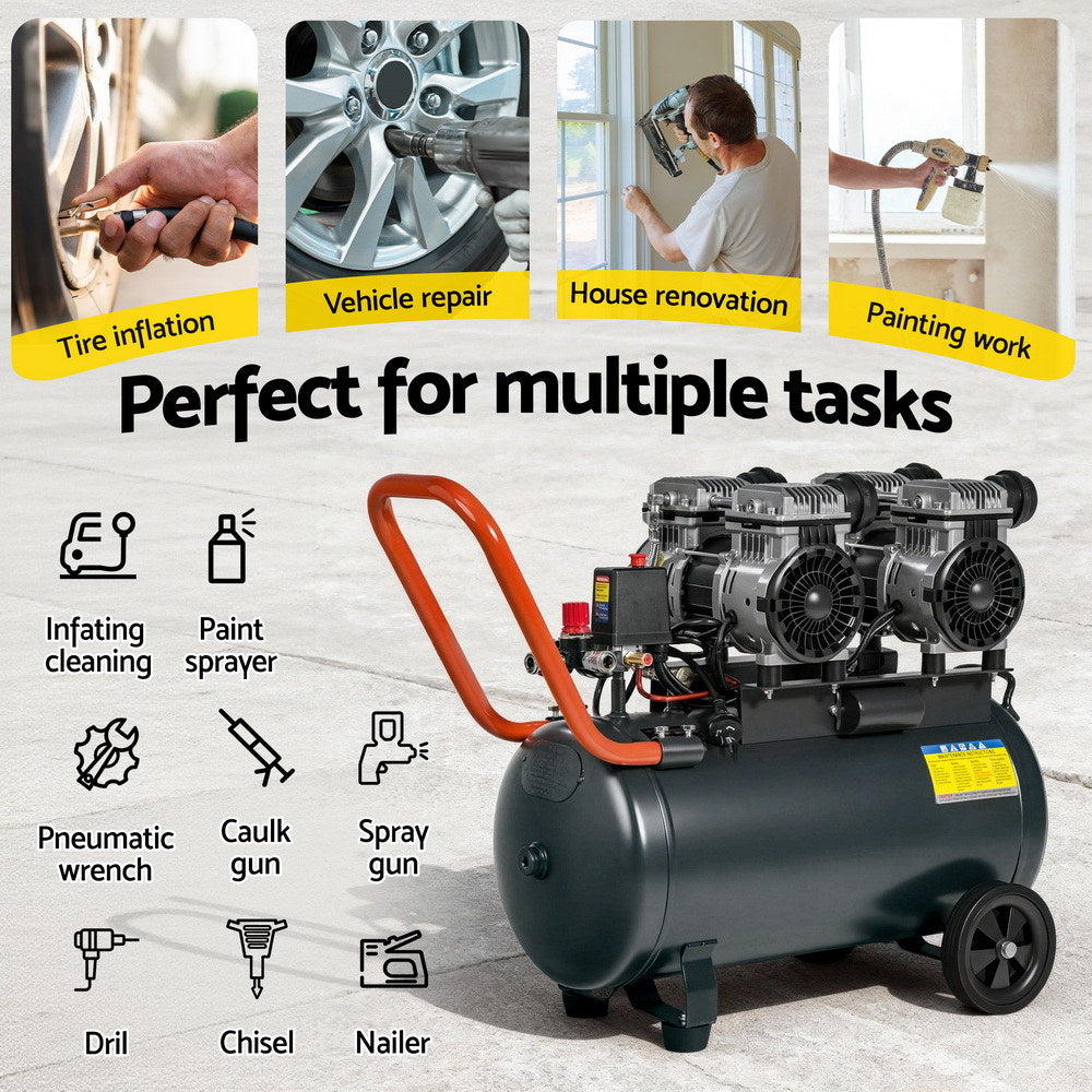 Oil-Free Air Compressor | 50L | 3.0HP | 200L/min High Flow Inflator