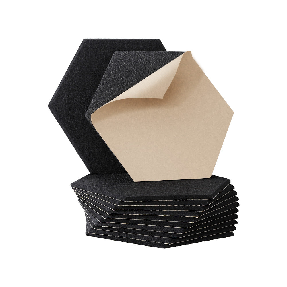 Alpha Acoustic Foam Panels | 12PCS | 35x30x0.9cm | Soundproof Absorption | Adhesive Black