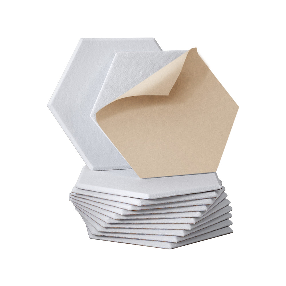 Alpha Acoustic Foam Panels | 12PCS | 35x30x0.9cm | Soundproof Absorption | Adhesive White