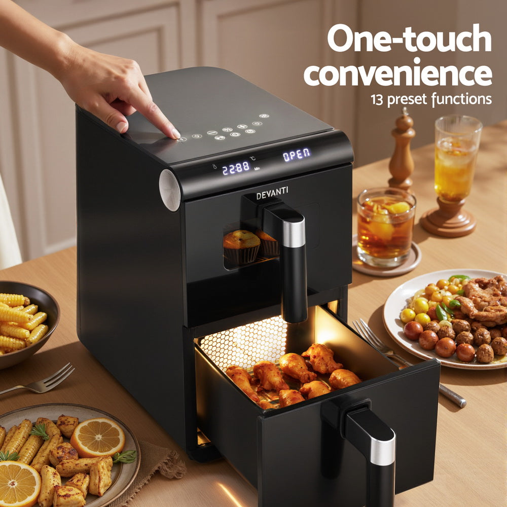 Devanti Air Fryer Oven | 11L | Dual Zone | Multifunctional Cooking