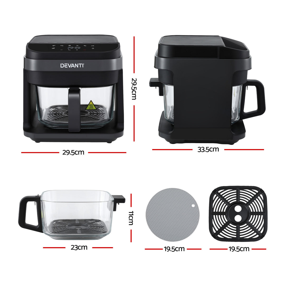 5.5L Air Fryer | Touch Control | 1200W Electric | Black