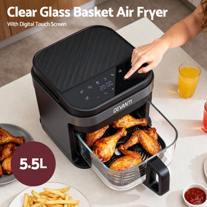 5.5L Air Fryer | Touch Control | 1200W Electric | Black