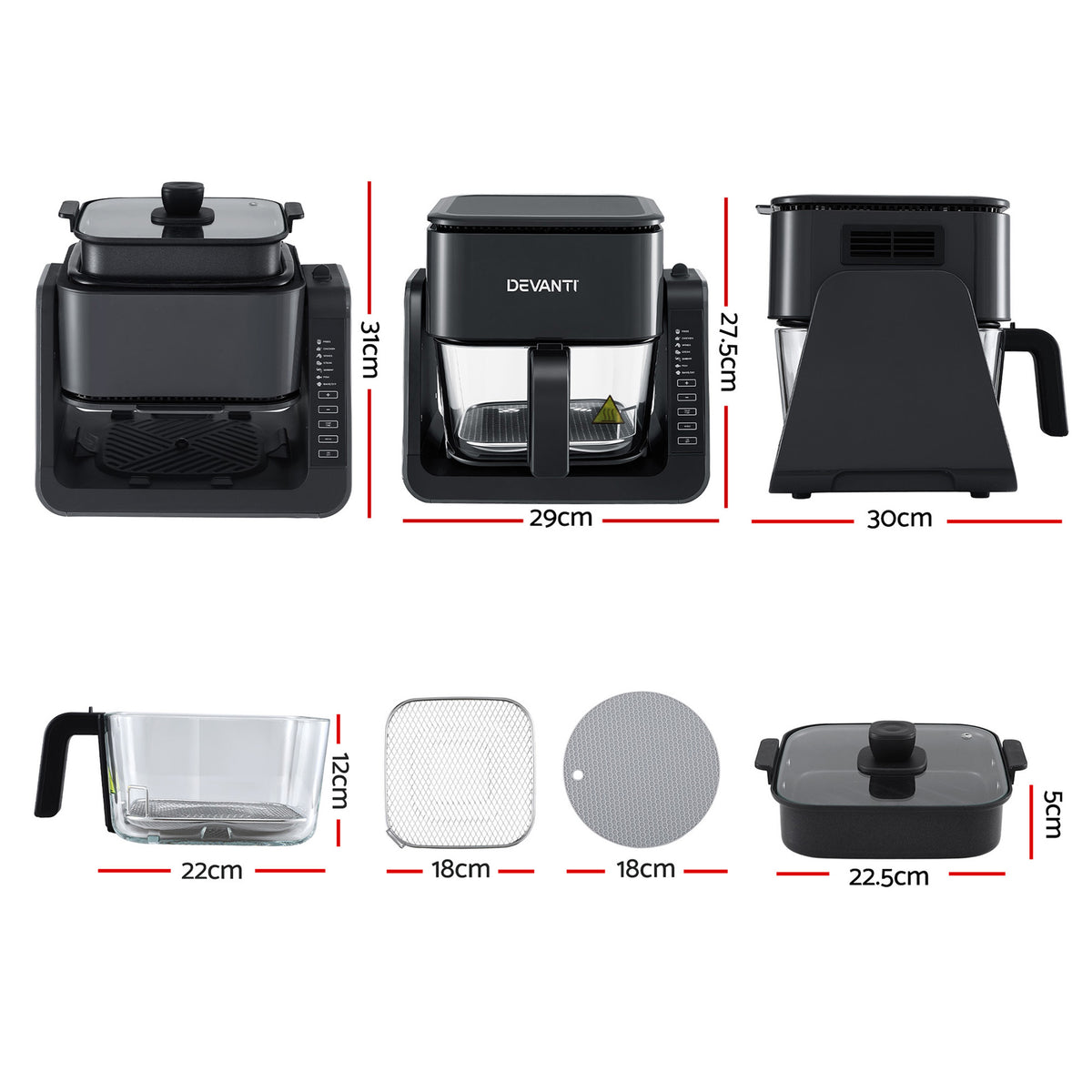 2-in-1 Air Fryer 5.5L | Dual Zone | Electric Cooker | Top Grill