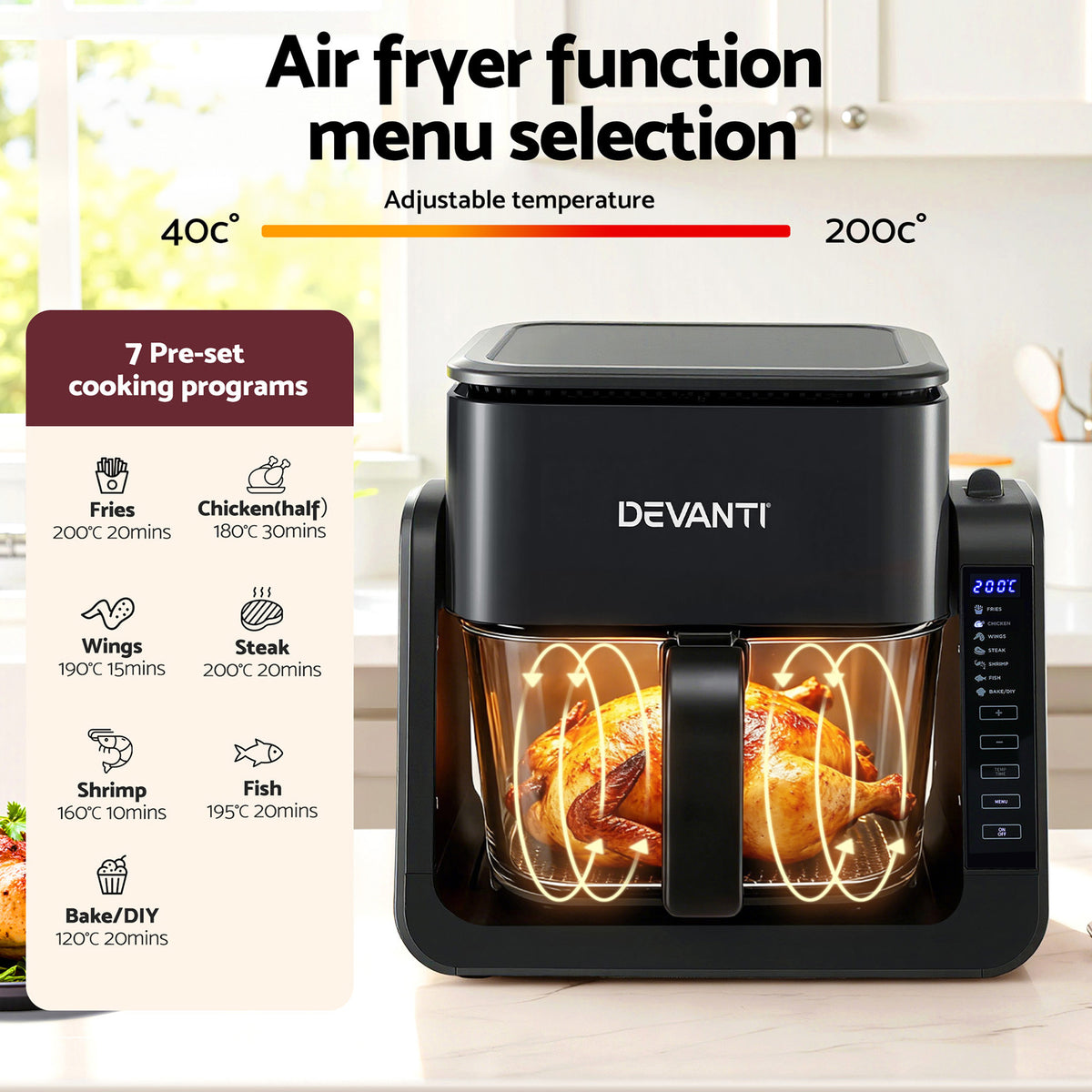2-in-1 Air Fryer 5.5L | Dual Zone | Electric Cooker | Top Grill