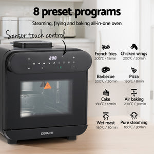Devanti Steam Air Fryer Oven | 15L | LCD Touch | 1600W