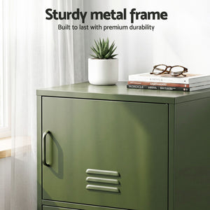 Artiss 2x Buffet Sideboard Cabinet Storage Cupboard 2 Doors Metal Green DOUBLE