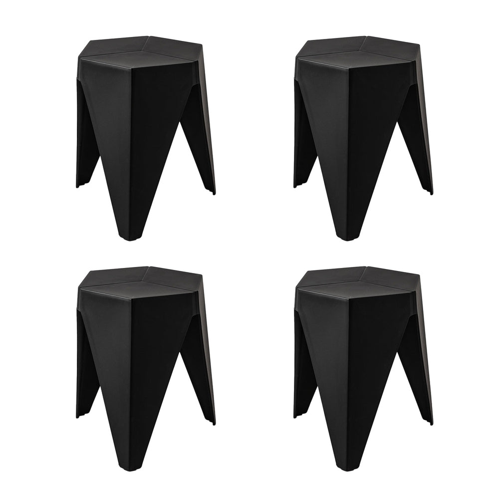 4PC Puzzle Stool | Plastic Bar Stools | Stackable | Black