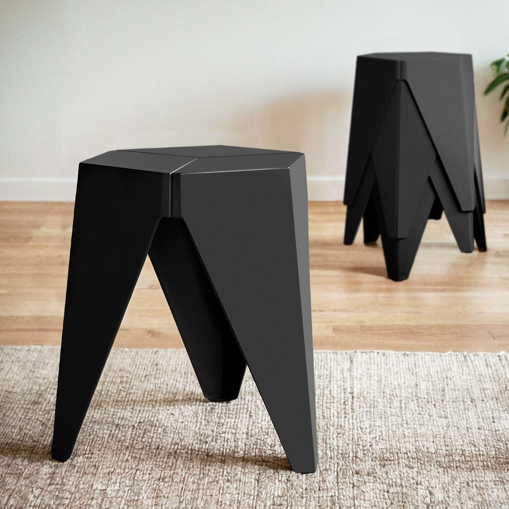 4PC Puzzle Stool | Plastic Bar Stools | Stackable | Black
