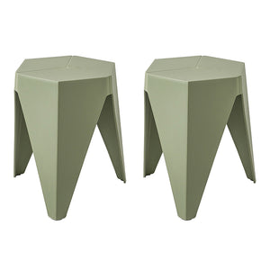 2x Bar Stools | Puzzle Plastic | Foot Stool | Green