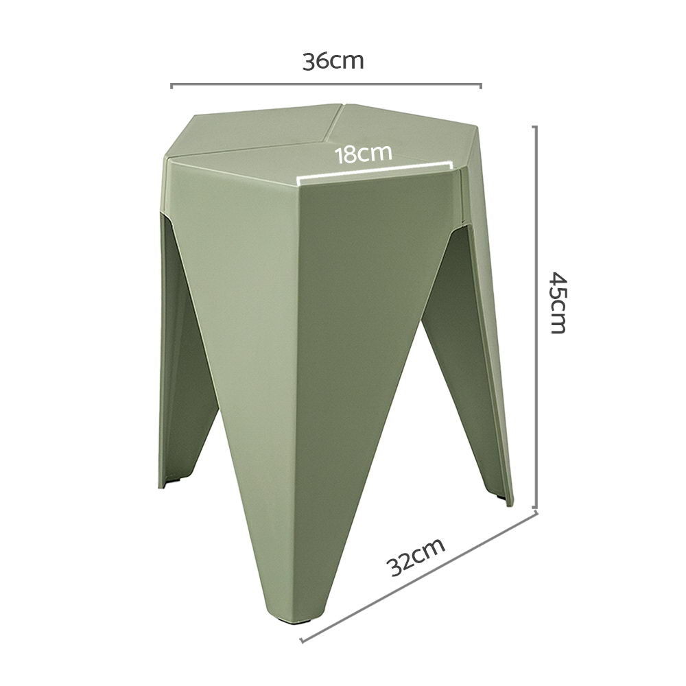 2x Bar Stools | Puzzle Plastic | Foot Stool | Green