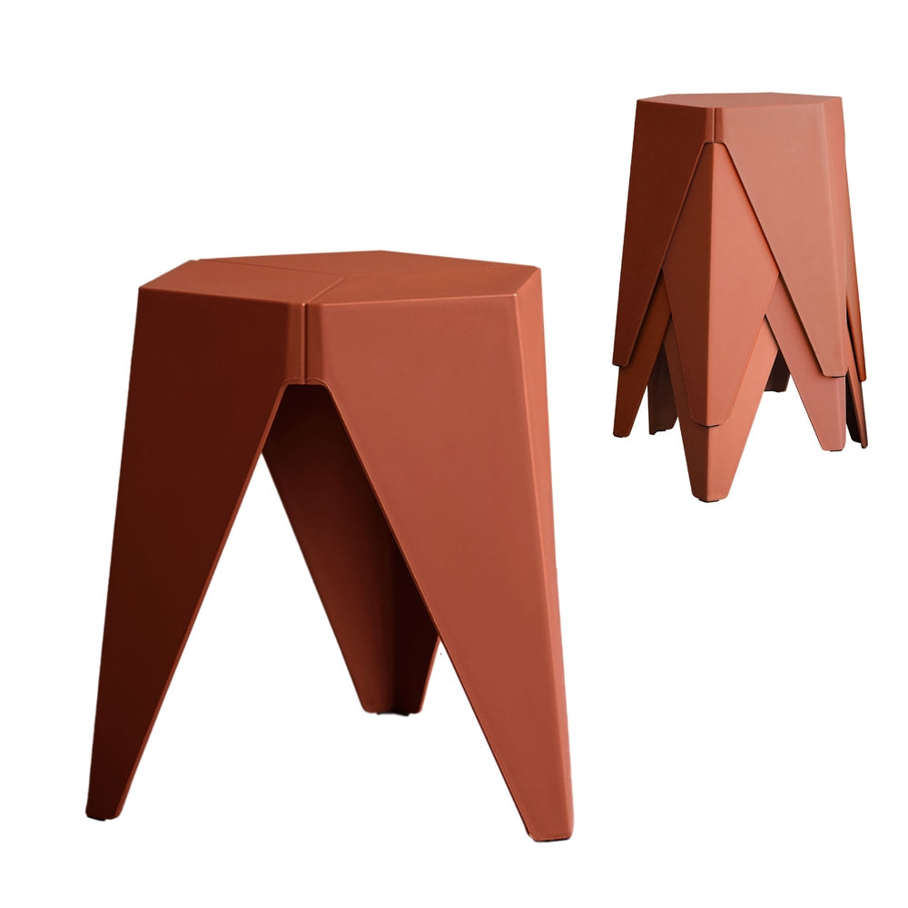 4PC Puzzle Stool | Bar Stools | Stackable | Red