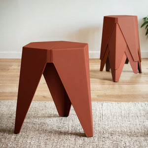 4PC Puzzle Stool | Bar Stools | Stackable | Red