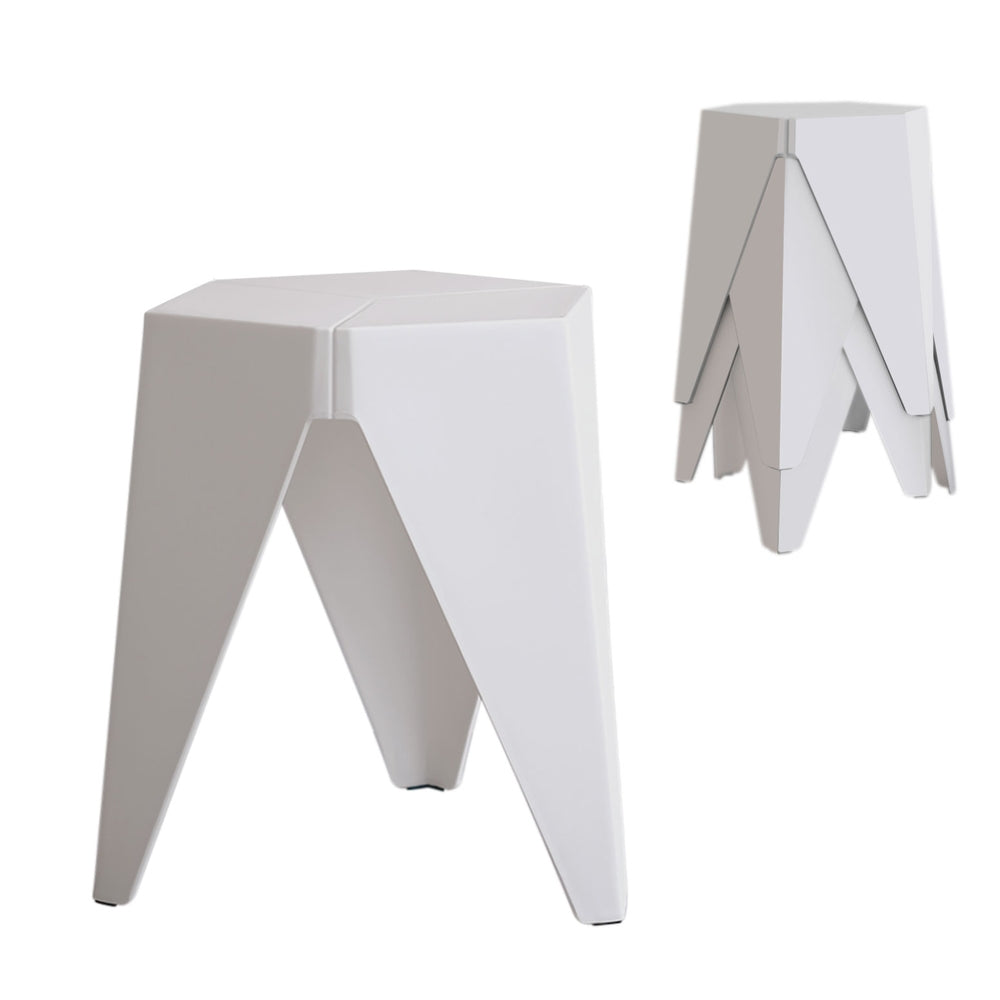 4PC Puzzle Stool | Bar Stools | Stackable | White