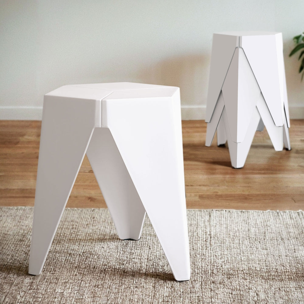4PC Puzzle Stool | Bar Stools | Stackable | White