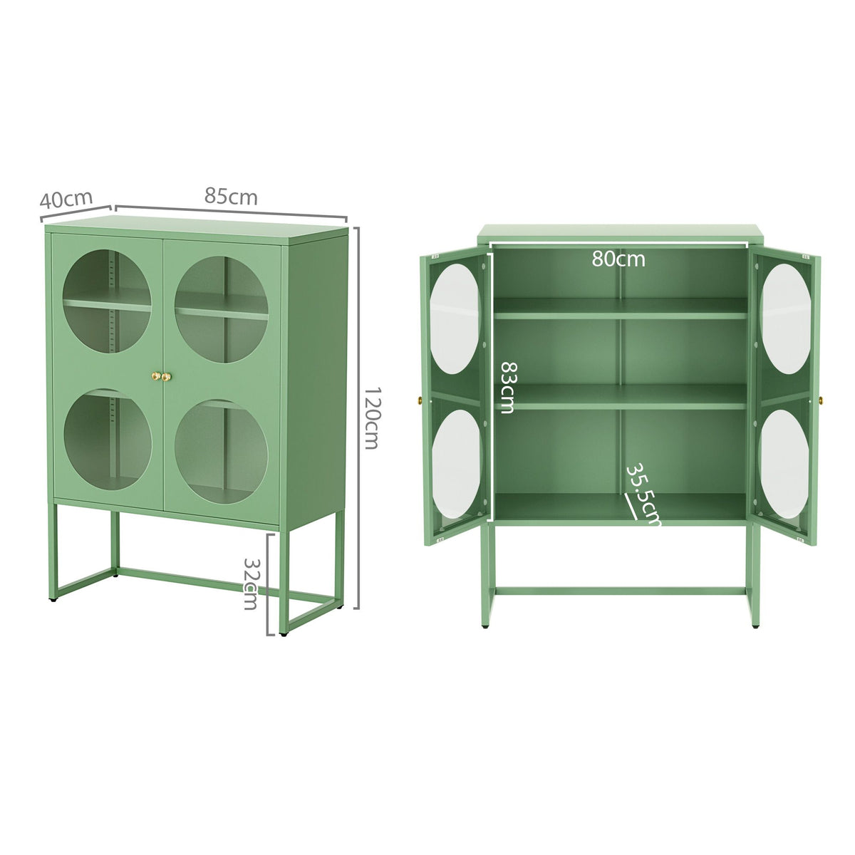 ArtissIn Buffet Sideboard Metal Cabinet - ELLA Green