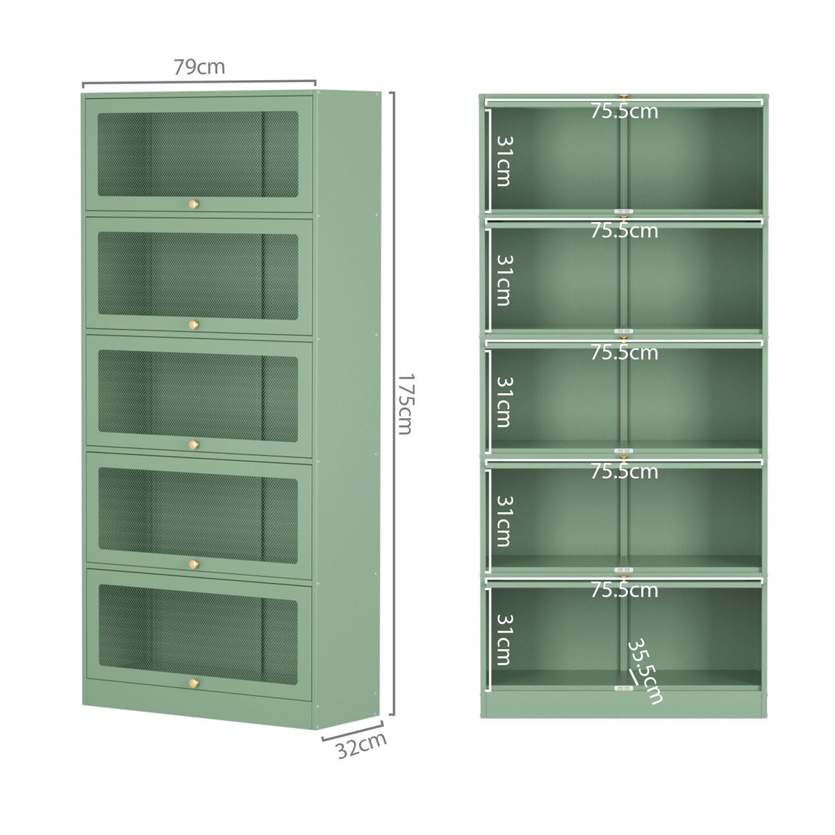 ArtissIn Buffet Sideboard Cupboard Cabinet Storage Mesh Doors Metal Green ELIA