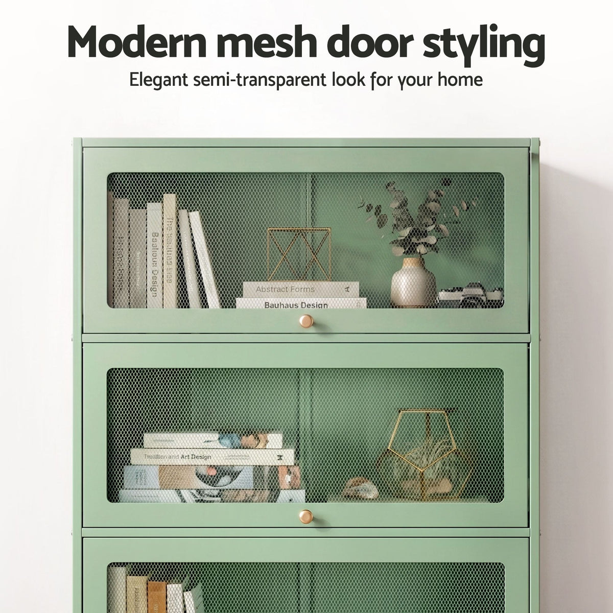 ArtissIn Buffet Sideboard Cupboard Cabinet Storage Mesh Doors Metal Green ELIA