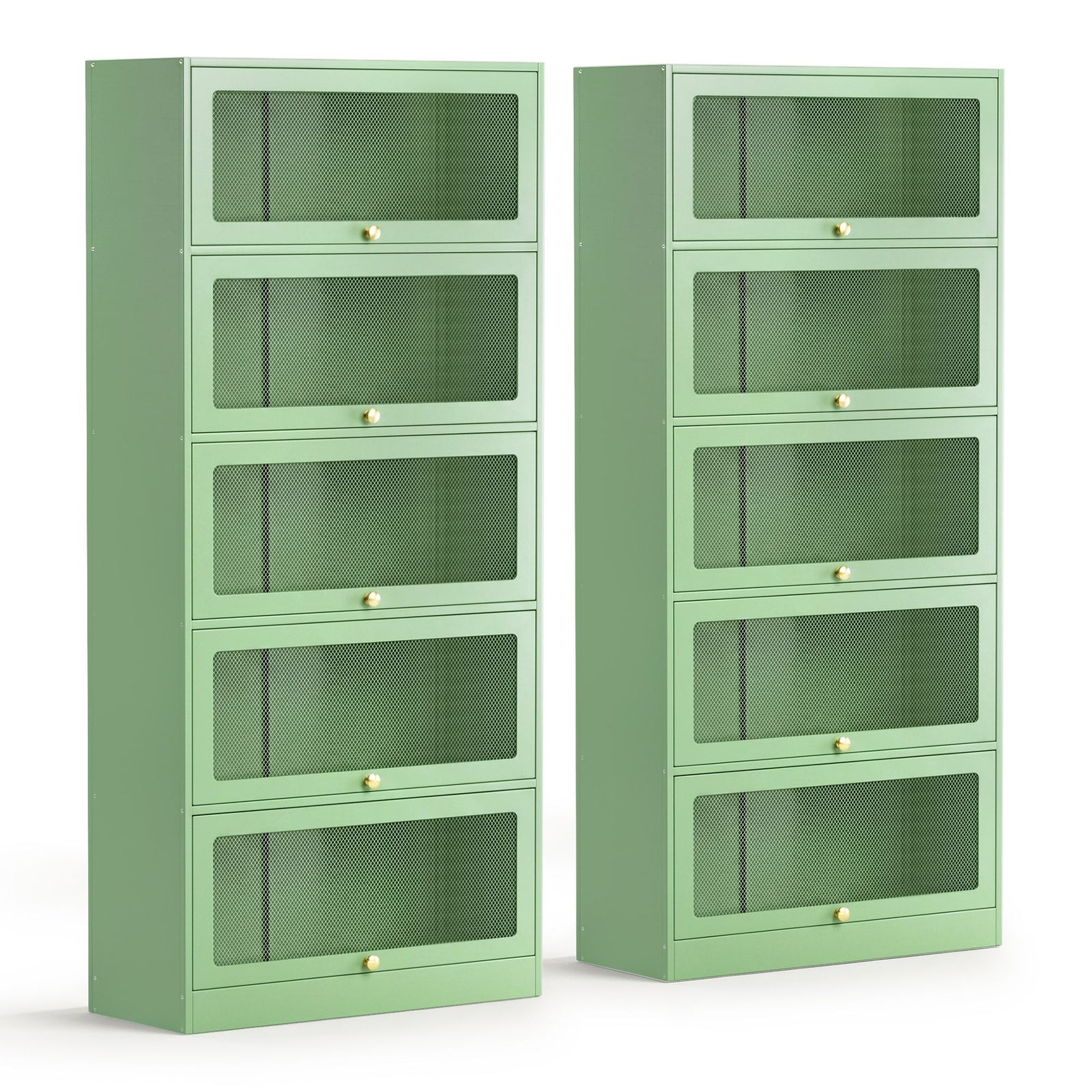 Metal Mesh Buffet Sideboard Cabinets | 2 Pack | Storage Cupboards | Green