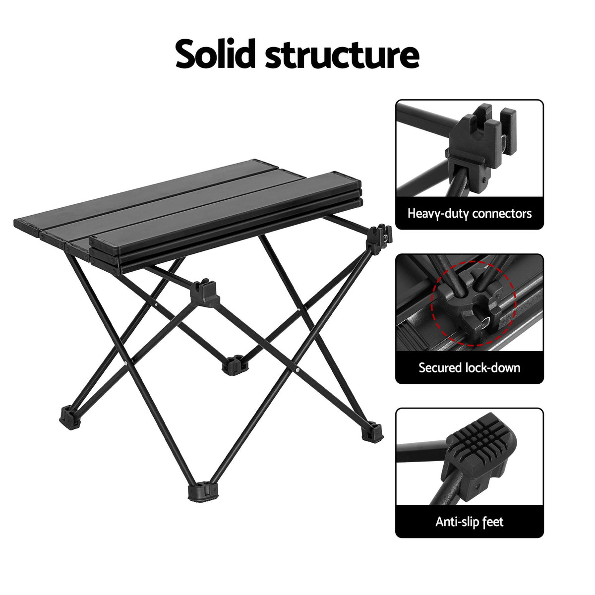 3pc Camping Table & Chair Set | Folding Aluminium | Portable Picnic Outdoor