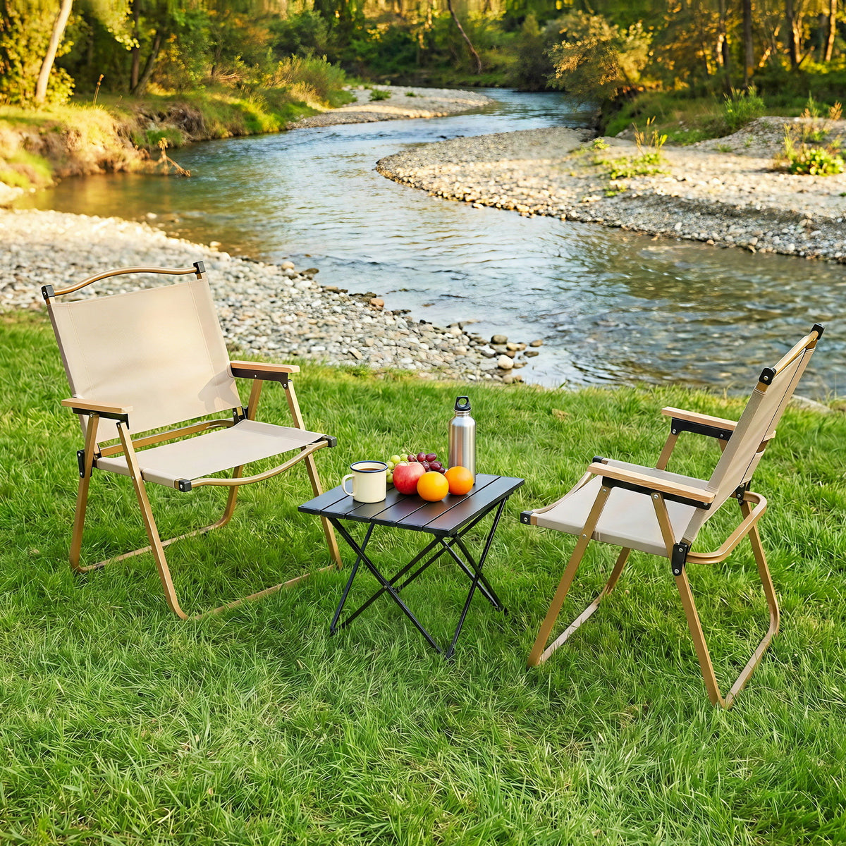 3pc Camping Table & Chair Set | Folding Aluminium | Portable Picnic Outdoor