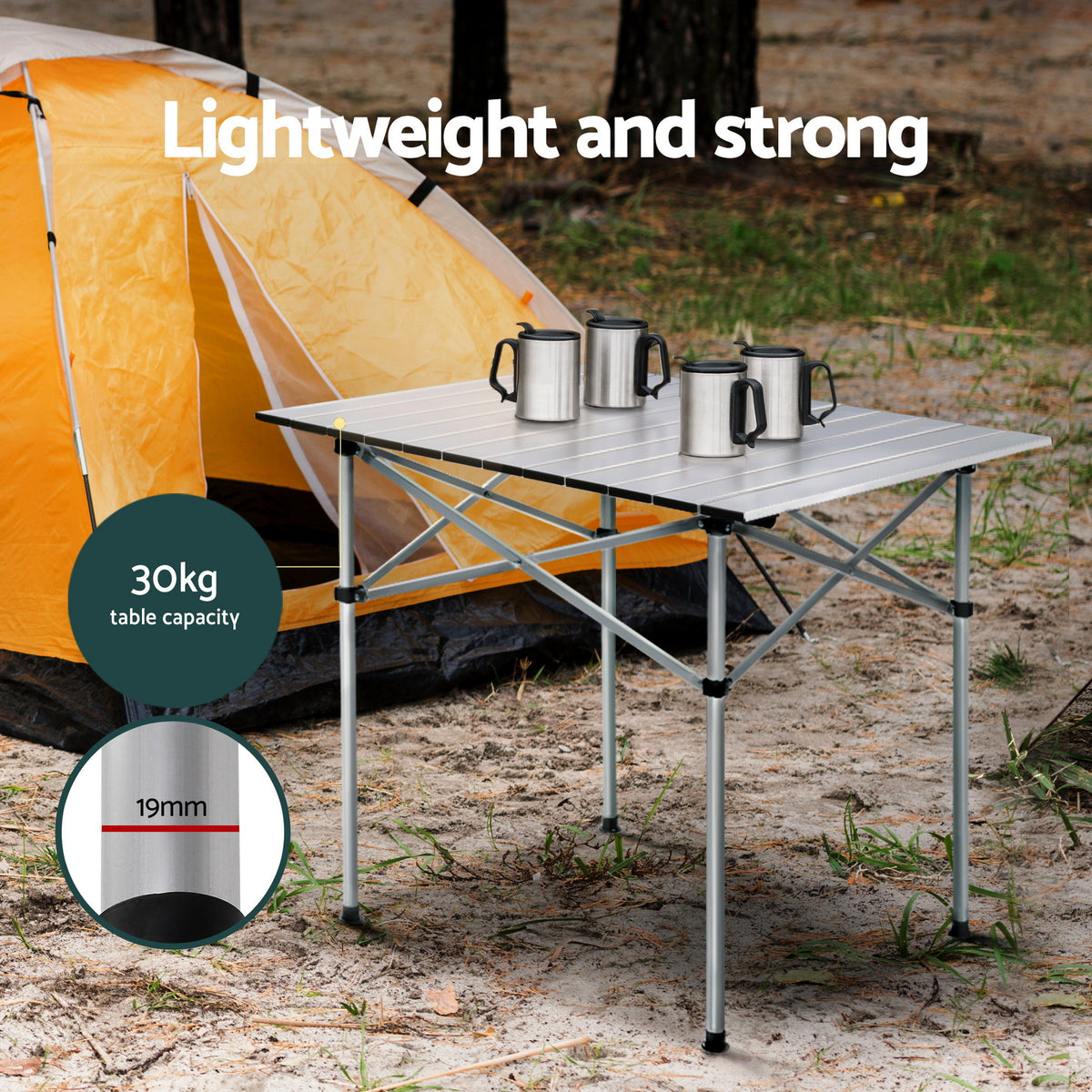 3pc Camping Table & Chair Set | Folding Aluminium | Portable Picnic Outdoor