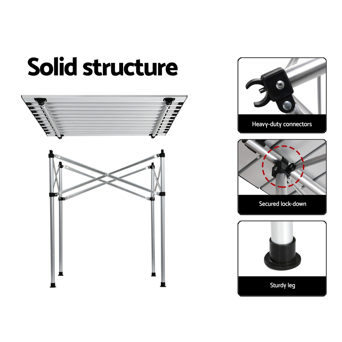 3pc Camping Table & Chair Set | Folding Aluminium | Portable Picnic Outdoor