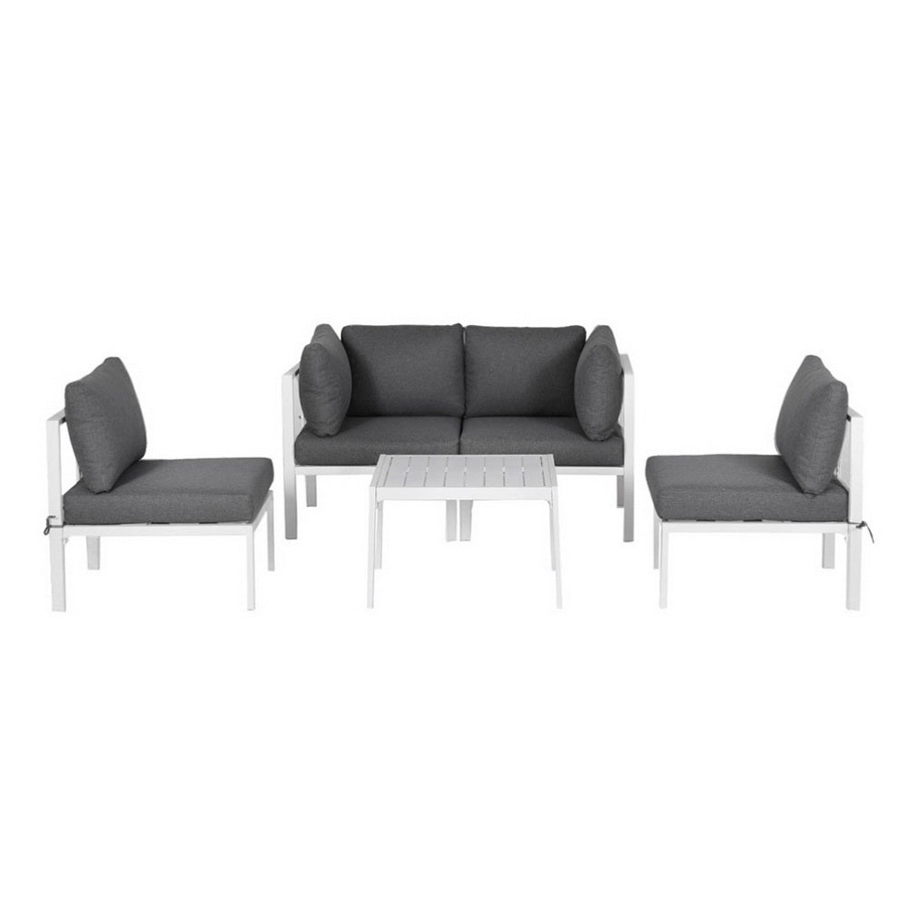 Gardeon Outdoor Sofa Set | 6PCS | Aluminium Frame | Patio Table + Chairs