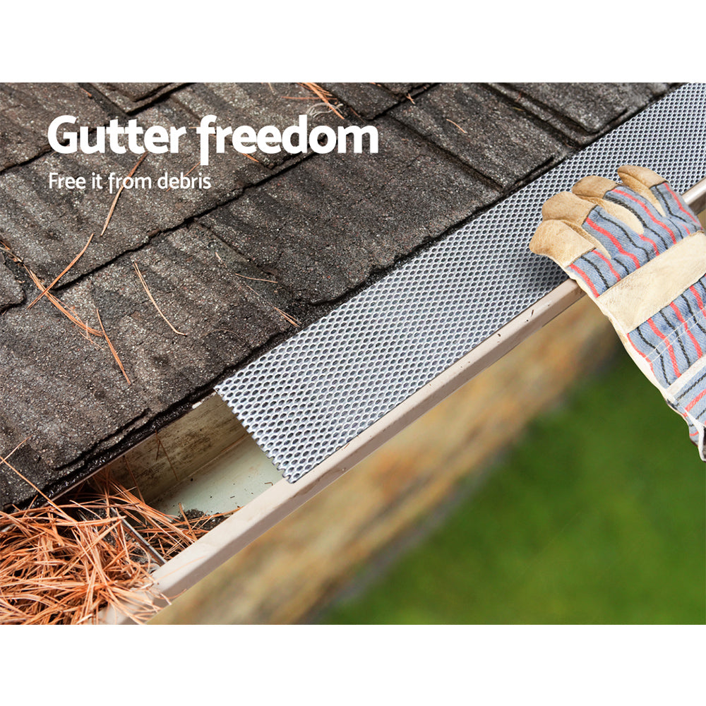 Gardeon Gutter Guard | Aluminium Mesh | 60M | 100x20cm | Silver