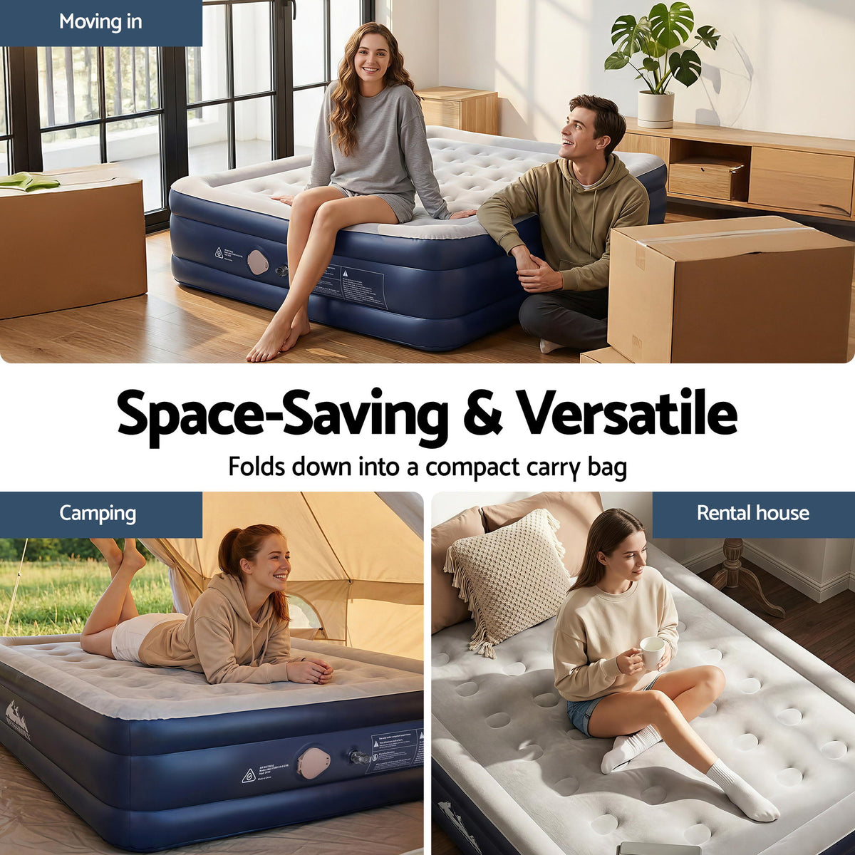 Queen Air Mattress | Inflatable Bed 46cm Height | Portable Air Bed