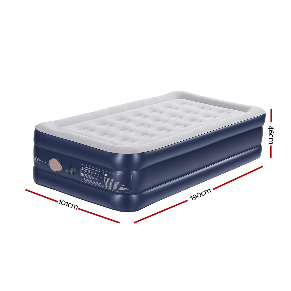 Single Air Mattress | Inflatable Bed 46cm Height | Portable Air Bed