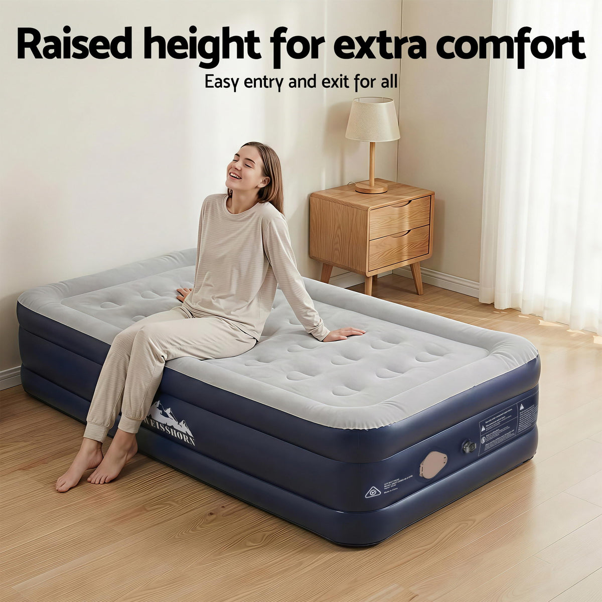 Single Air Mattress | Inflatable Bed 46cm Height | Portable Air Bed