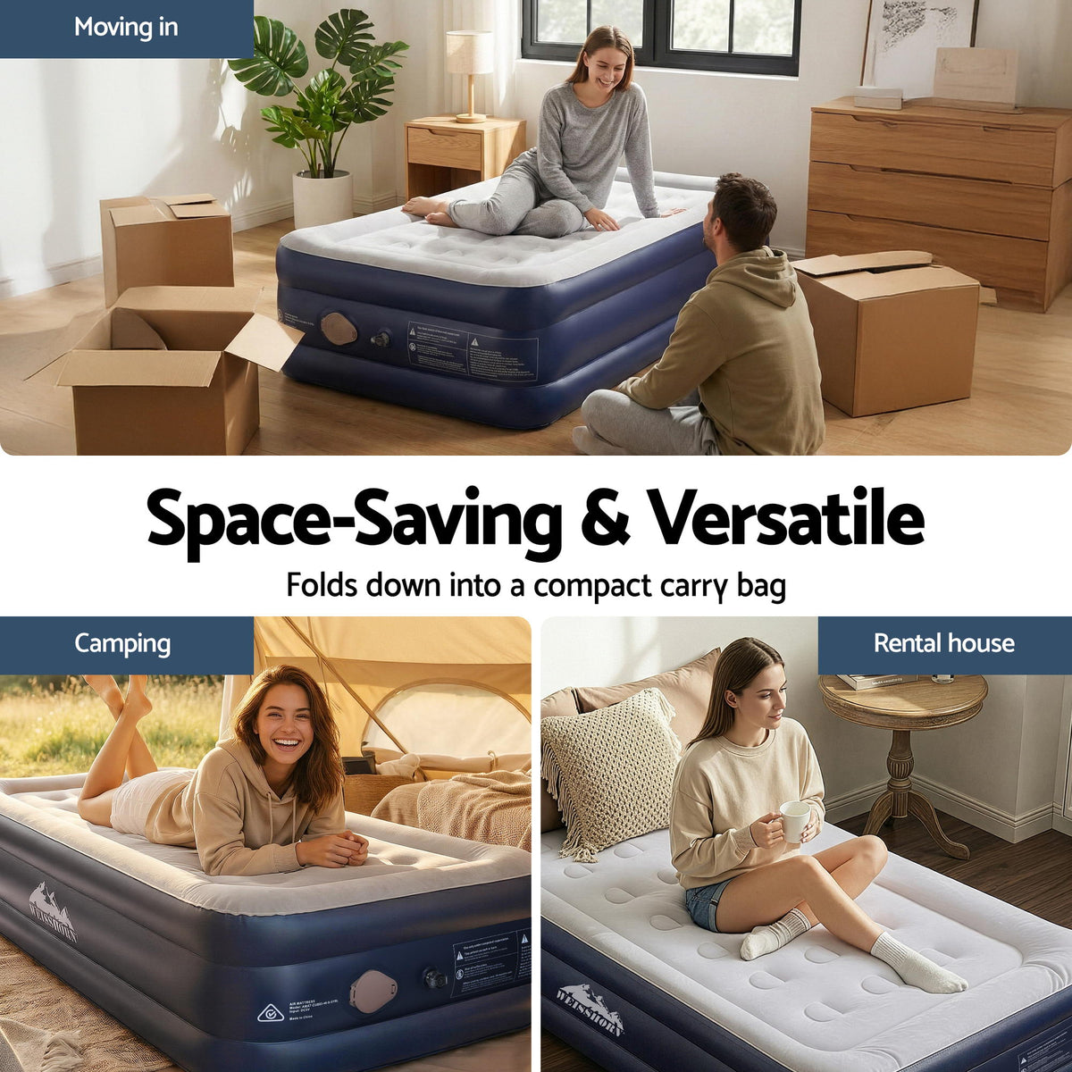 Single Air Mattress | Inflatable Bed 46cm Height | Portable Air Bed