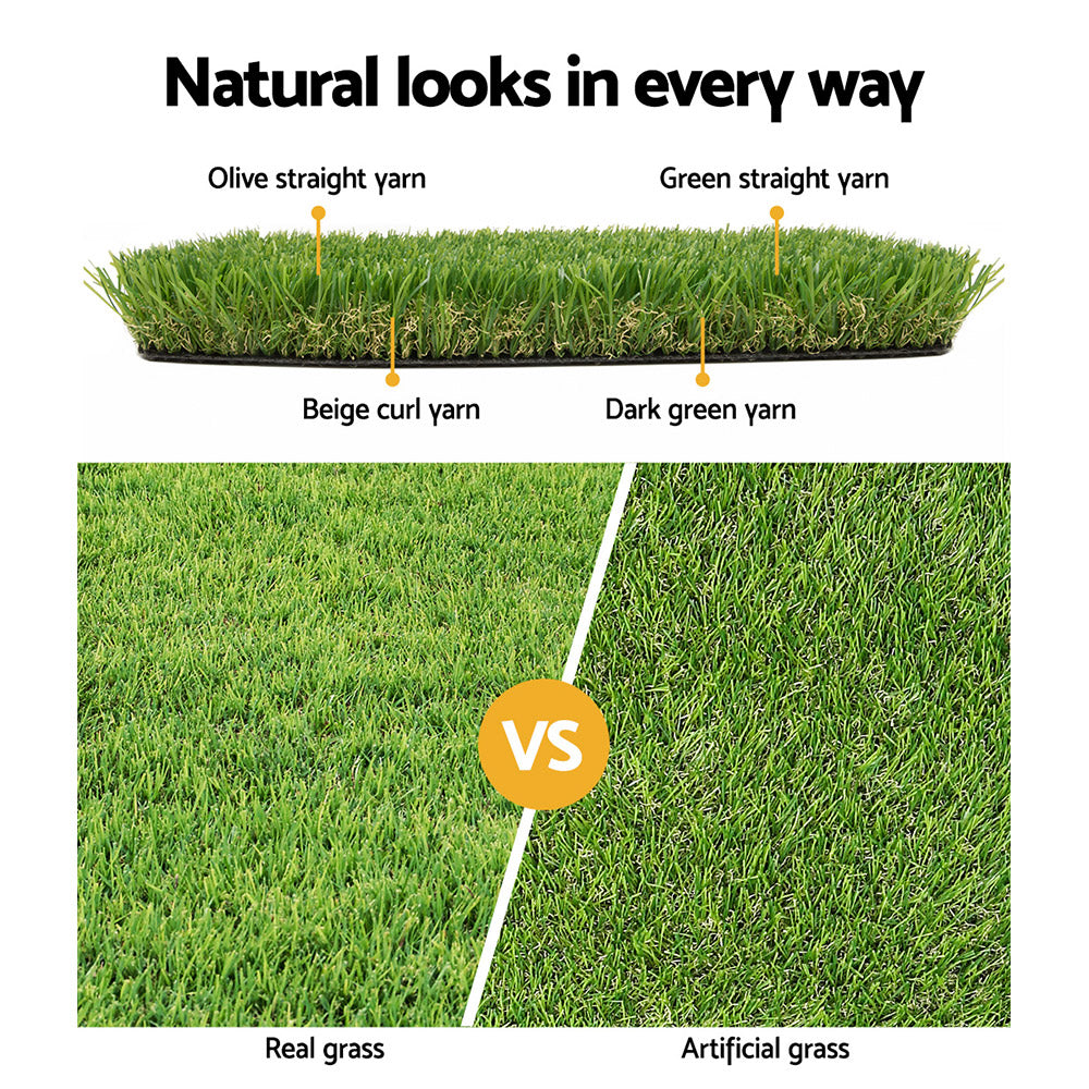 Primeturf Artificial Grass | 30mm | 1mx20m | Synthetic Fake Lawn Turf | Plastic Plant | 4-coloured