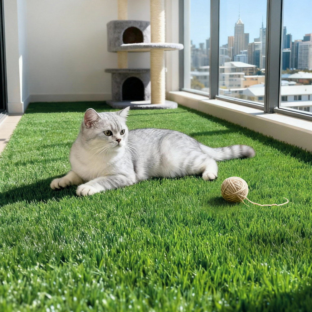 Artificial Grass Mat Set | 2 Rolls | 15mm Pile | 50cm x 2m | Indoor/Outdoor | Drainage Holes