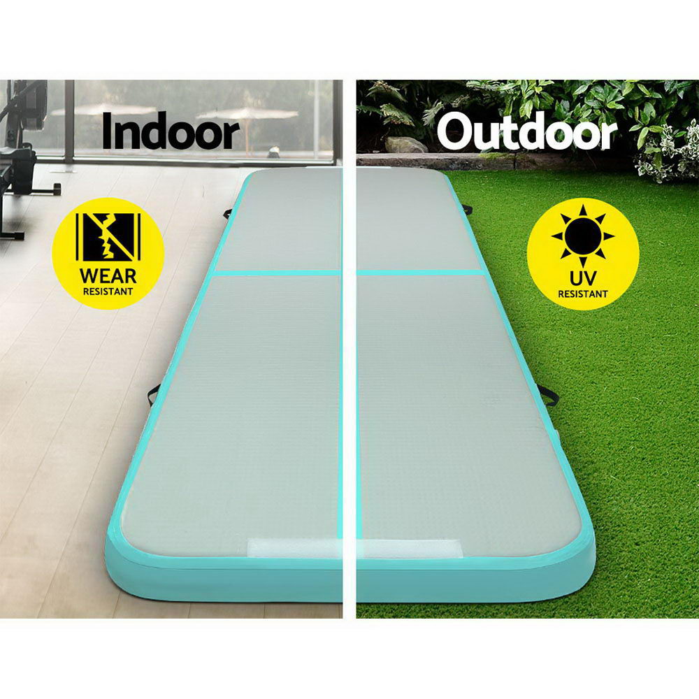 Everfit GoFun 3X1M Inflatable Air Track Mat | with Pump | Tumbling Gymnastics | Green